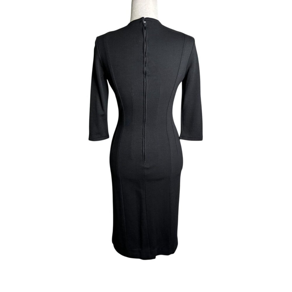 Vintage 60s Betty Barclay Pencil Dress S Black Wiggle Midi Zipper Union Made - Picture 5 of 11